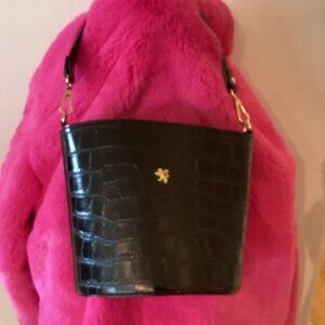 Pratesi Firenze Black Leather Embossed Bucket Bag